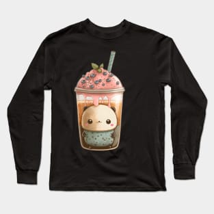 Valentine's day Bubble tea Couples boyfriend and girlfriend husband and wife lovers gift idea Long Sleeve T-Shirt